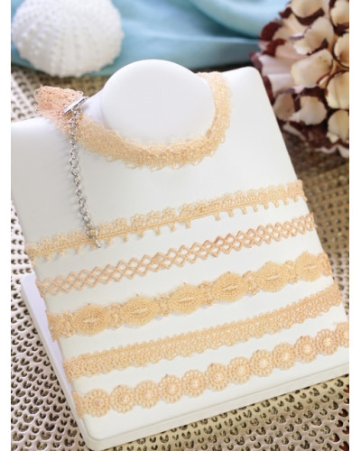 Chokers - Façon dentelle - Sable 