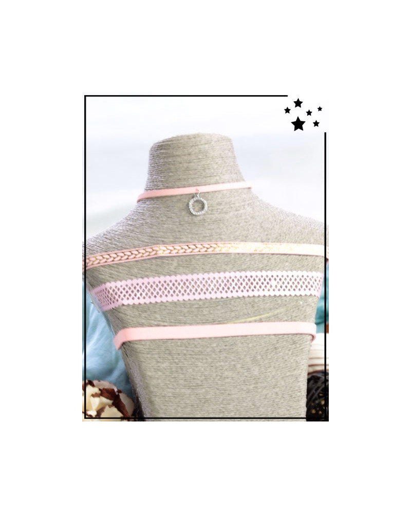 Chokers - Détail pailleté ou uni - Rose