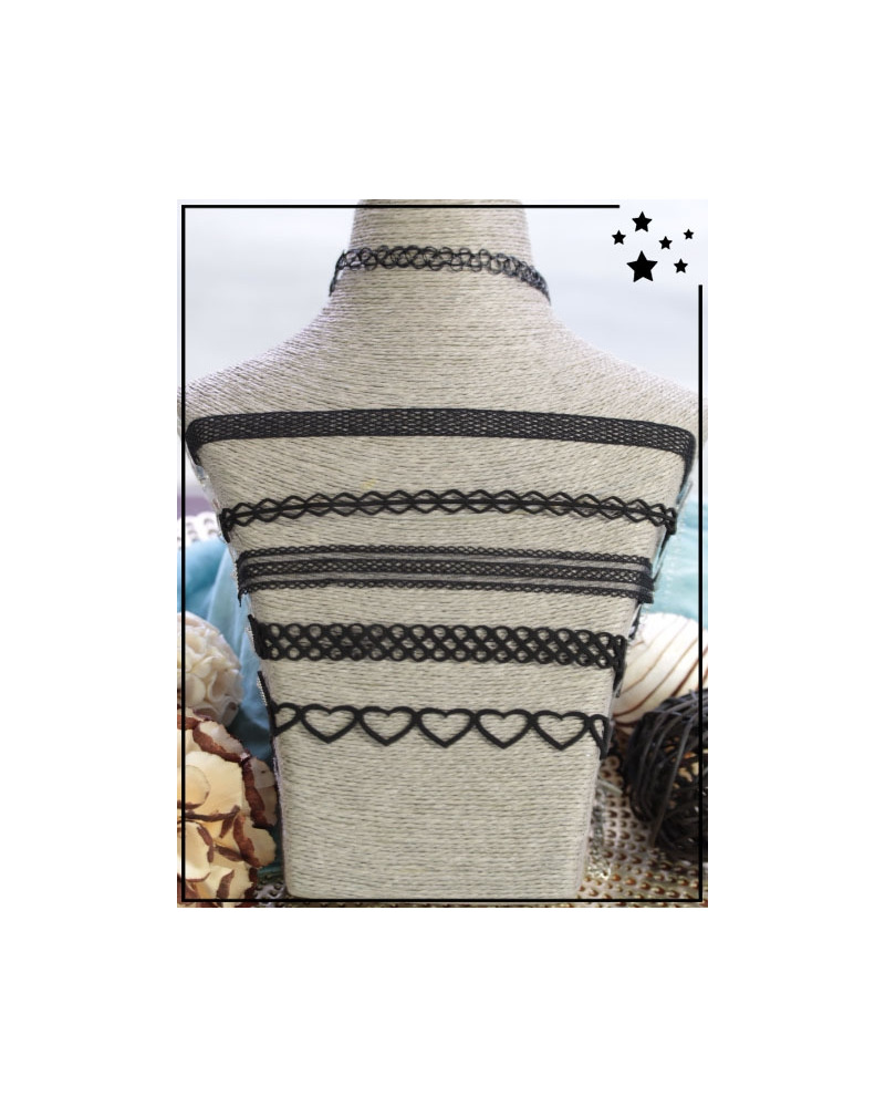 Chokers - Formes différentes - Noir