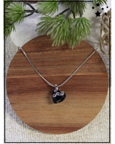 Collier fin - Coeur et Love - Argenté