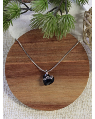 Collier fin - Coeur et Love - Argenté