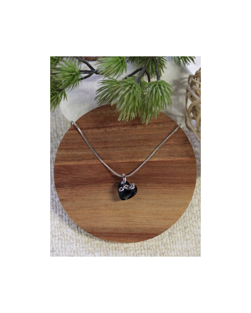 Collier fin - Coeur et Love - Argenté