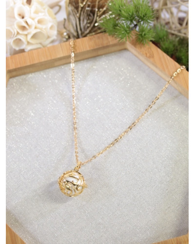 Bola - Boule blanche - Arabesque - Plaqué or