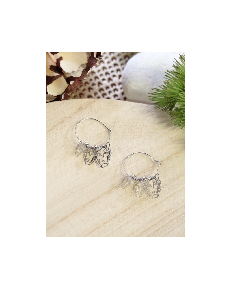 Boucles d'oreilles filigranes - Tigre - Argenté