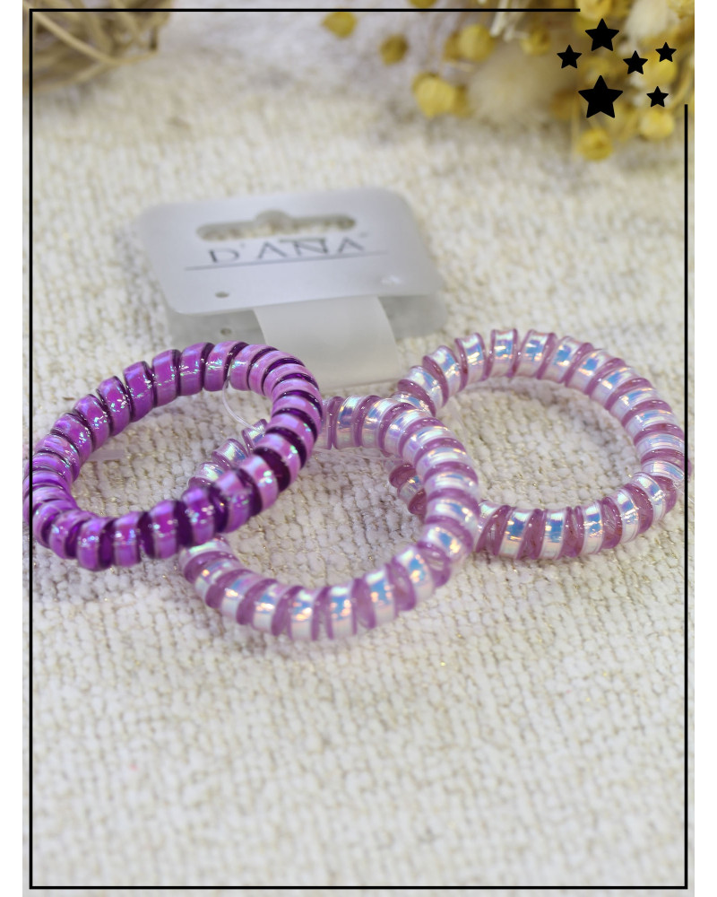 Chouchou ressort x3 - Holographique - Tons violets