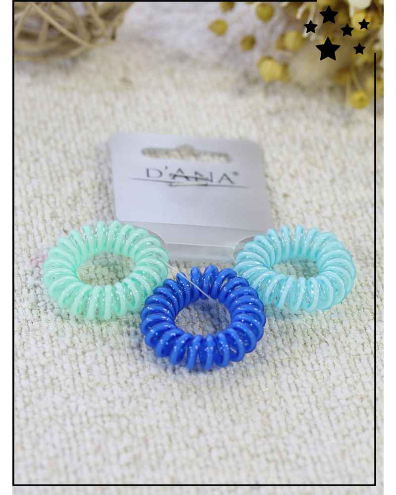 Chouchou ressort x3 - Petite taille - Tons bleus