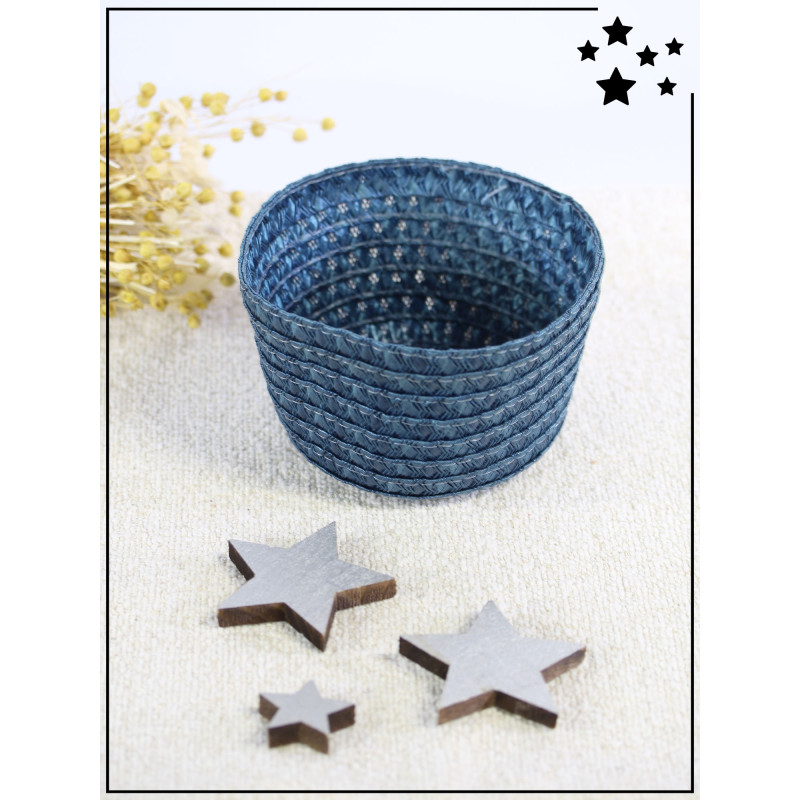 Panier rond - Paille tressée - Marine