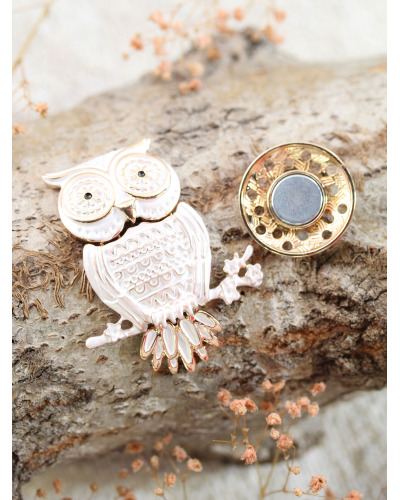 Broche aimante - chouette - dor 
