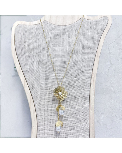 CO. Acier In. Doré - Fleur Pendentif 