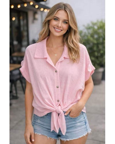 TU (36 au 40) - Chemise à Noeud Gaze de Coton -100% Cot 