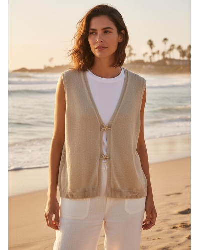 TU (38 au 42) - Veste SS Manches Bout. Bijoux - 100 % Cot. 