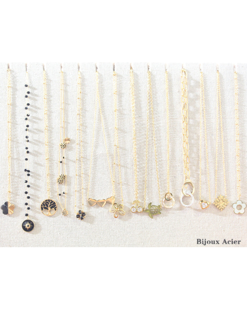 Grossiste colliers acier inoxydable  lots de 14 | Cocconelle