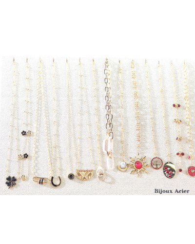Grossiste colliers acier inoxydable  lots de 14 | Cocconelle