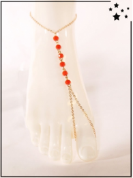 Bracelet de cheville - Perles rouges