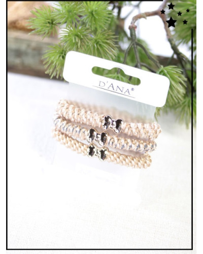 Lot de 3 élastiques - Noeud - Caramel