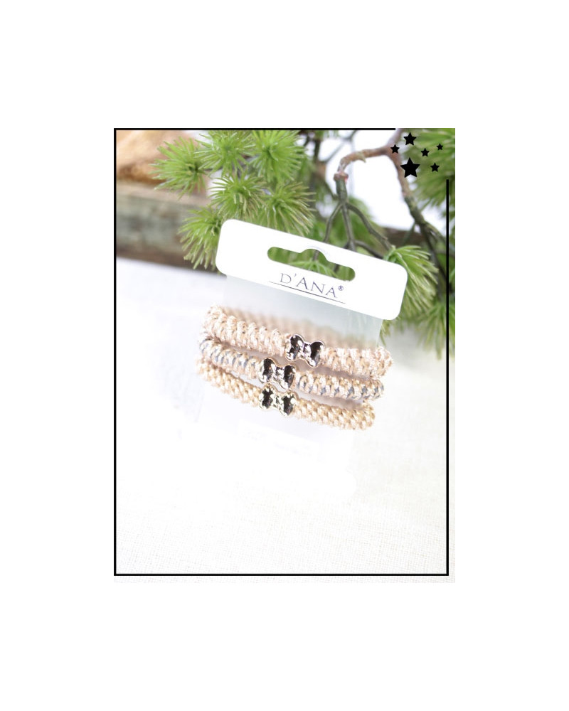 Lot de 3 élastiques - Noeud - Caramel