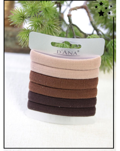 Lot de 6 élastiques - Epais - Tons marron