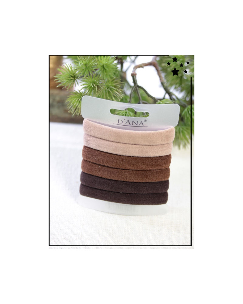 Lot de 6 élastiques - Epais - Tons marron
