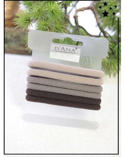 Lot de 6 élastiques - Tons marron