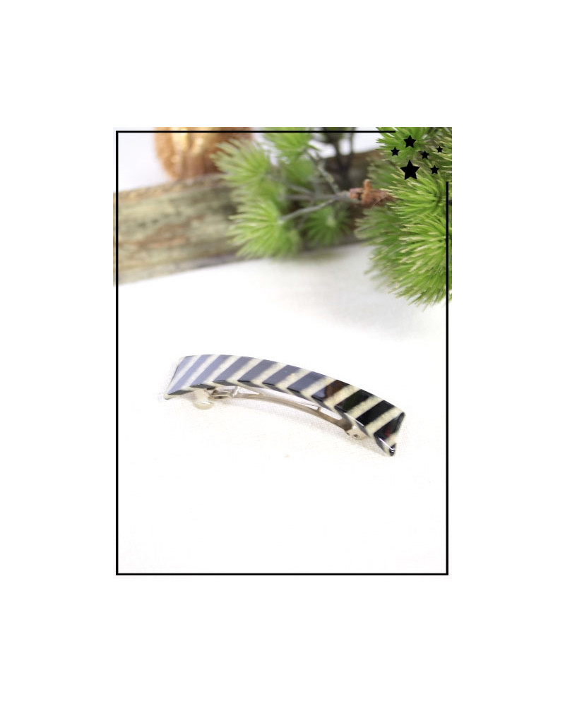 Barrette cheveux - Rayures - Noir et blanc