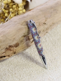Mini stylo bille rechargeable - Fleurs - Violet