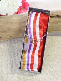 Coffret - bracelet pampille lila + carré satin